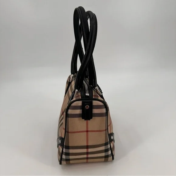 Vintage Y2K Burberry Chester House Check Coated Canvas Bowling Bag Satchel FLAWS Satchels